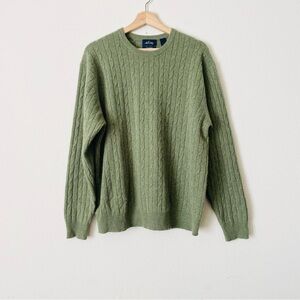 Allen Solly LARGE 100% cashmere green knit crewneck sweater